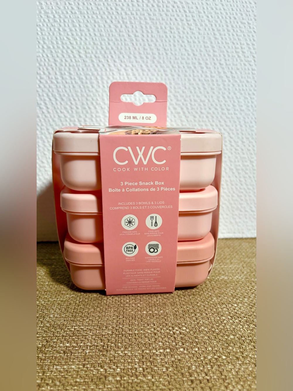 CWC Cook With Color 3-Piece Pink Snack Box Set - Picture 2 of 7
